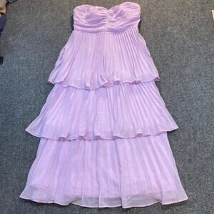 Lulus Womens Medium Seriously Sensational Lavender Strapless Tiered Maxi Dress